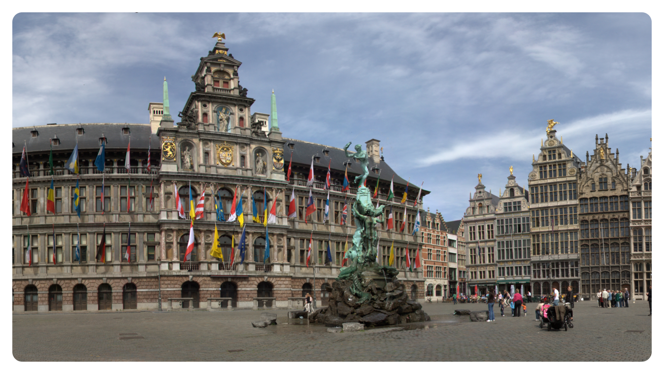 A building with different country flags